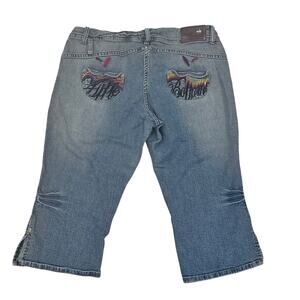 Apple Bottoms Capri Jeans Women’s 14 Light Wash Embroidered Pocket Y2K